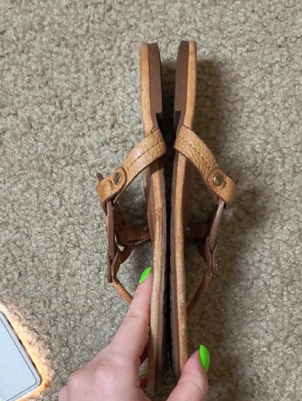 Tory Burch Tan Leather Miller Thong Sandals